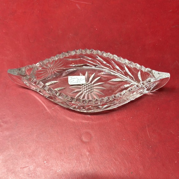 Other | Vtg Abp Cut Glass Canoe Boat Dish 85 Candy Nut Relish Sawtooth ...